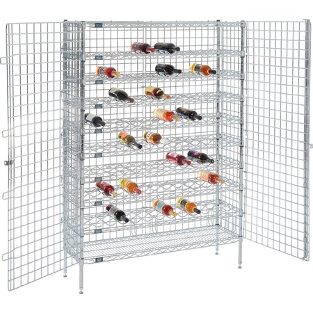 Nexel Chrome, 72 Bottle, Wine Security Shelving Unit, 36W x 14D x 66H SU1436CW8PS